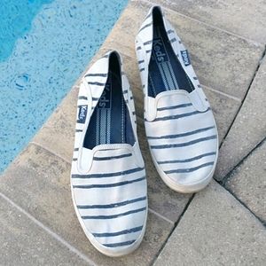 Keds Canvas Blue White Slip-on Sneakers Women's 8